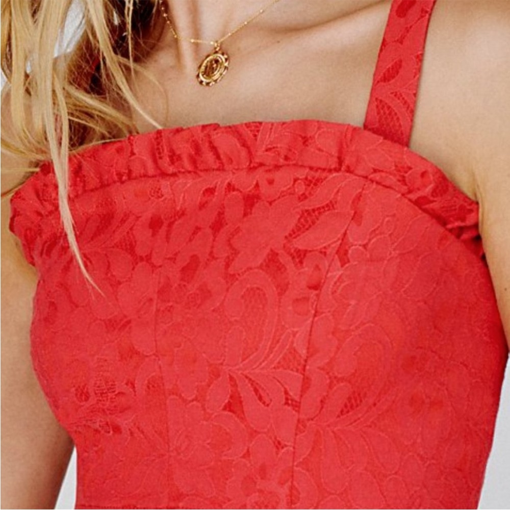 Free People Fiona Jacquard Lace Ruffled Smocked Crop Corset Top Pink 4 - Picture 4 of 14